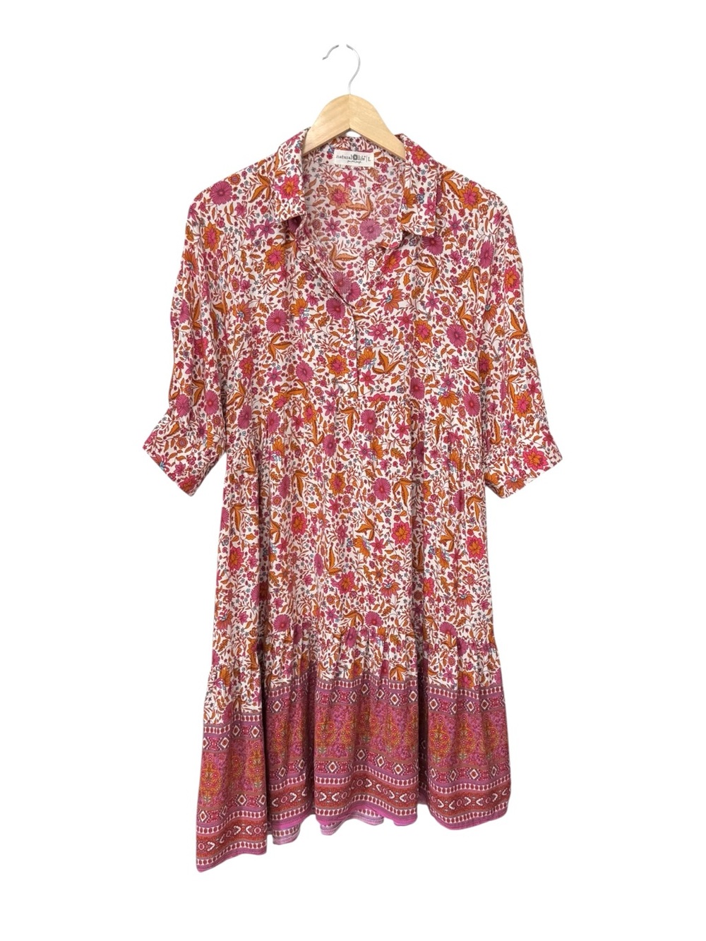 NATURAL LIFE | Becca Short Dress in Pink Floral, Size Large - Picture 4 of 12